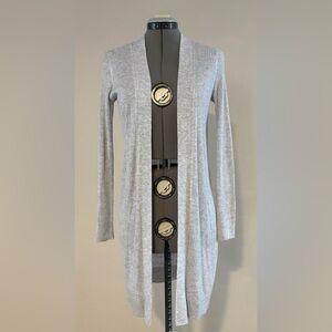 LOFT Light Gray Open-Front Cardigan